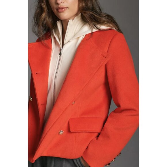 Anthropologie Maeve Twofer Hoodie Peacoat Gold Buttons Women's M - Red NWT - Picture 5 of 14
